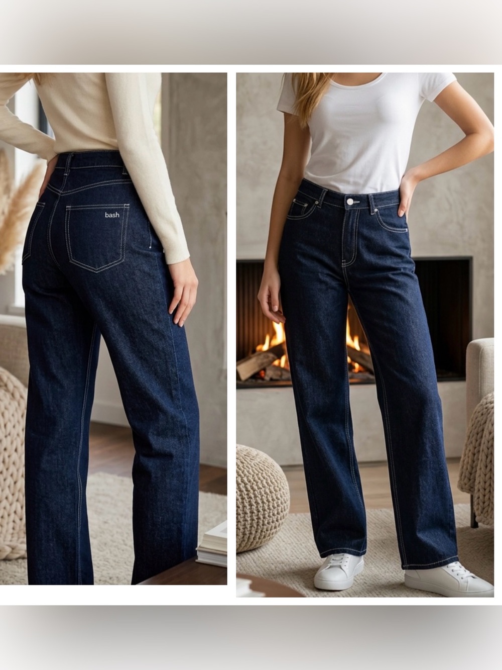ba&sh Women’s Sz 8 ELTON Mom Jean Dark Indigo organic raw denim finish high rise